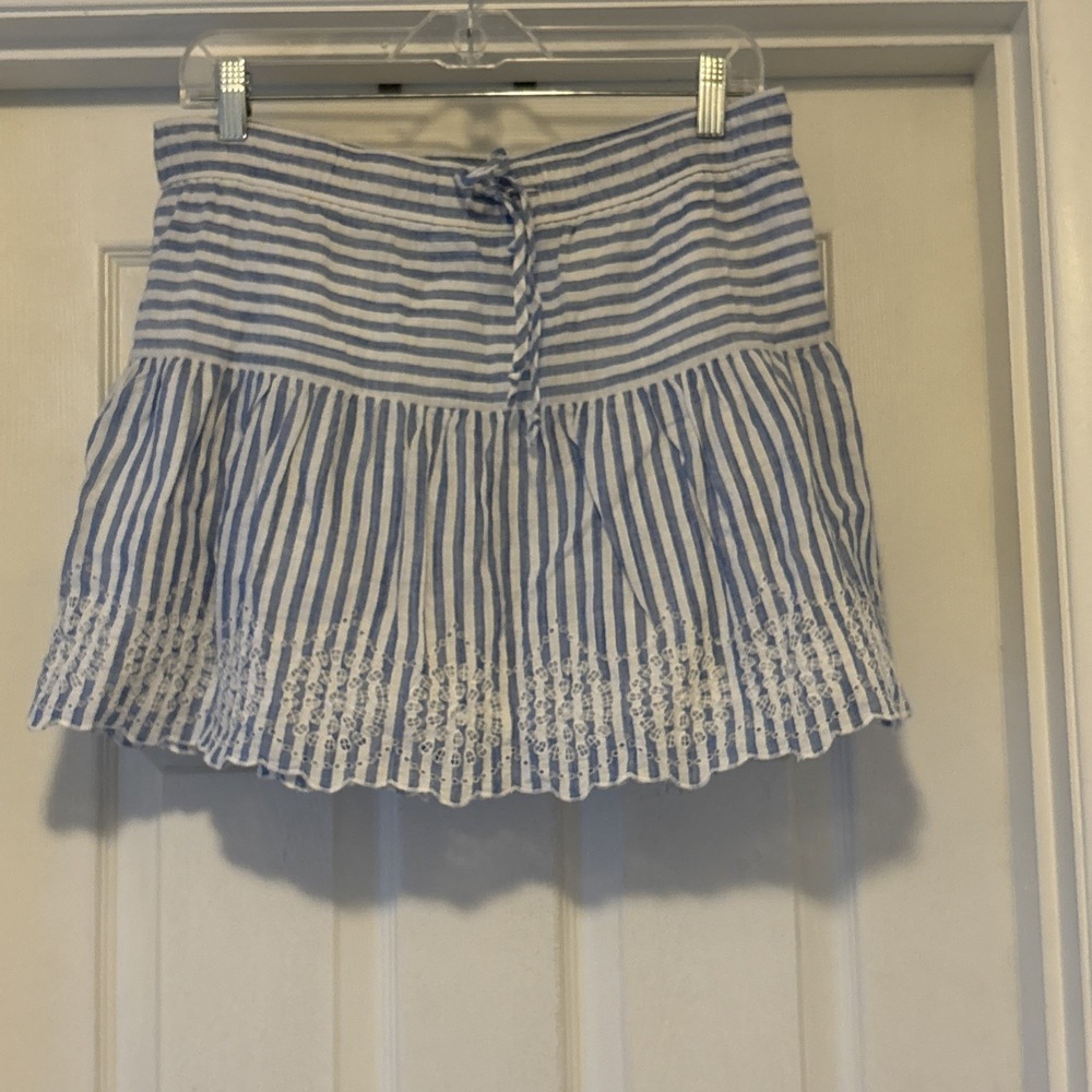 Vineyard Vines Blue‎ White Stripe Eyelet Embroidered Lined Skirt Women Small